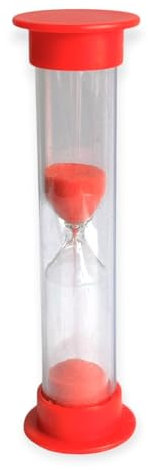 DE Healthcare Products – Sanduhr (3 min), Zahnputzsanduhr, Tee-Uhr, Zähneputzen/Tea Timer, farbige Zahnuhr für Kinder, rot, 1 Stück