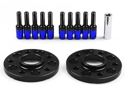 YOUZKA Zubehör für Autoräder 2 Stück 15 Mm Auto-Spurverbreiterungen Spurverbreiterungs-Set Adapter-Spurverbreiterungen Für A4 A6 A7 A8 Q5 RS5 RS7 S4 S5 S6 SQ5 A5(Blue Bolts)