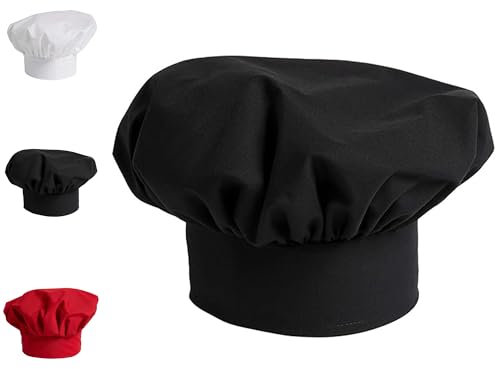 laeeyin 1 gorro de chef unisex para cocinero, para adultos, ajustable, para hombre, mujer, restaurante, cocina, barbacoa, hornear, Negro , Talla única