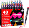 Tongfushop 48 Colors Acrylic Paint Pens, Acrylic Brush Markers with Automatic Ink Control System, Water-Based Art Colouring Pens for Rock Painting, Stone, Ceramic, Metal, Paper, Glass, Fabric, Wood