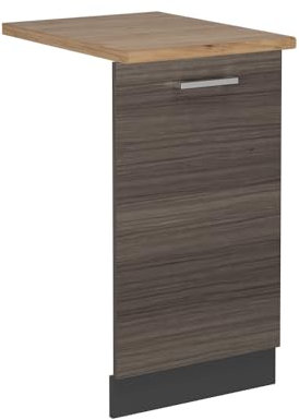 Vicco Tapa del lavavajillas R-Line, Gris Noble, 45 cm, ET Roble