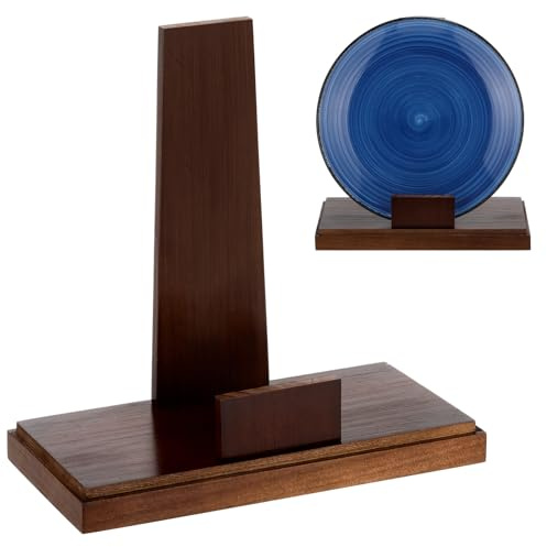 Weysat 6 Inch Wooden Stand for Display Plate Postcard Picture Book Display Stand with Square Block Base Picture Frame Easel for Home Office Decorative
