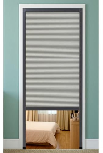 Cortina de acordeón para puerta de dormitorio y sala de estar, color gris, plisada, puerta corrediza, puerta interior de armario, 101 x 150 cm