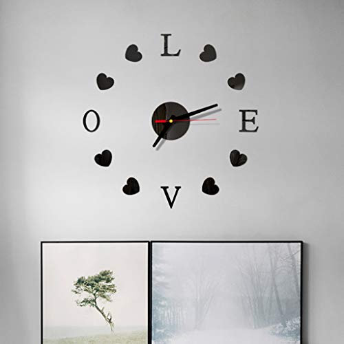 Reloj digital pequeño adhesivo 3D para pared, reloj de superficie para el hogar, cocina, color negro, talla única