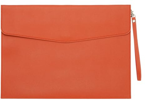 PATIKIL 3 PU Leder A4 Aktenordner Dokumentenmappe Organizer Ordner Orange | Umschlag Hülle, mit Druckknopf Verschluss, Für Briefe Empfangsstil