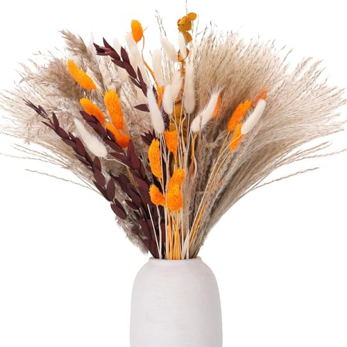 Xialvyu 64 Stück Pampasgras Deko Trocken 43 cm, Pampasgras Getrocknet für Boho Dekoration, Natürliche Trockenblumen Mix Getrocknete Blumen Herbst Deko für Wohnzimmer, Badezimmer, Hochzeit