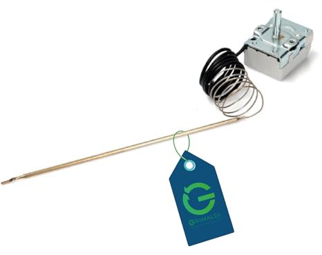 G GRIMALDI Termostato Forno compatibile con CANDY HOOVER ZEROWATT IBERNA codice 70017287 ricambio elettrico 40–280°C capillare 1000 mm alberino 23 mm Ø3 mm 2 contatti