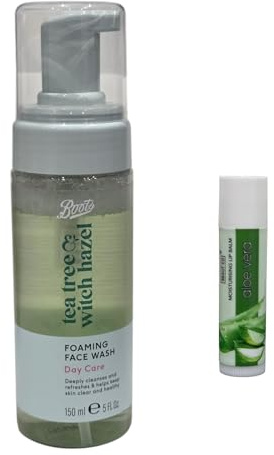 Boots Tea Tree & Witch Hazel Day care Foaming Face Wash 150ML With Free Aloe Vera Lip Balm