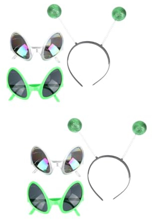 Healeved 2 Sets Inflatable Headband Eyeglasses Costume Accessories Rainbow Lens Glasses for Extraterrestrial Halloween Party Cosplay Accessories for Boys and Girls Adults