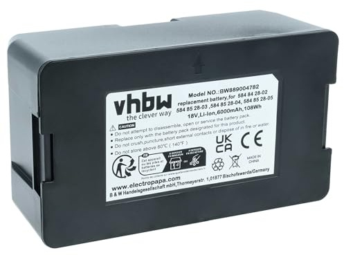 vhbw Battery compatible with Gardena Automower 305 305 2022, 305 2021, 305 2020, 115H 2021, 115H 2020, 115H 2019 Robotic Lawnmower (6Ah, 18 V, Li-Ion)