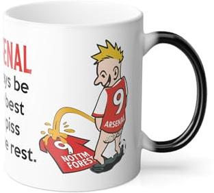 Wee On The Rival's Shirt | Football Fan Rivalry Mugs | Magic Mug Great Funny Gift for a Football Supporter Present Coffee Tea Color Changing (Arsenal V Nottingham Forest) - Black