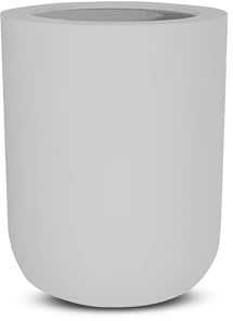 amei Der Bottich Pflanzkübel aus Fiberglas (Grau ø 34 cm - h 44 cm) – Blumenkübel in geometrischer Optik – Handgefertigter Pflanzenkübel aus Stonefiber – UV-beständig und frostfest