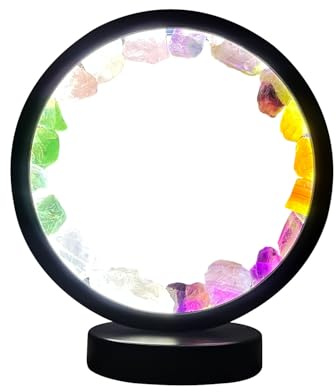 Cello Gleneagles Circle Earth LED Natural Crystal Lamp - Crystal Gemstone Mixed Minerals Healing Light, Dimmable Multicolor LED Lamp for Energy Balance, Meditation, USB Home Decor Gift