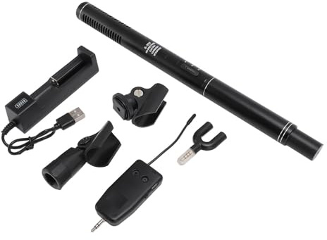 Ejoyous Micrófono de Entrevista de Condensador, 11 Pulgadas Previene Interferencias Micrófono de Cámara Alta Sensibilidad Negro Sonido Claro 2.4G Inalámbrico para Teléfono para Transmisión en