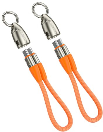 EndlesShine USB C Kabel Kurz 15cm (2 Stück) USB C auf USB C Schlüsselanhänger Ladekabel 240W Schnellladekabel für Powerbank Smartphone Tablet Laptop Auto und Reise (Orange)