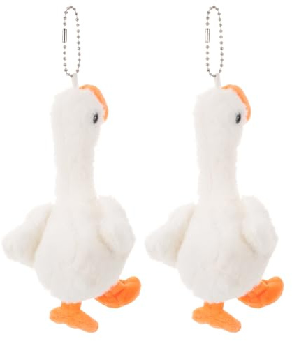 Alasum 2pcs Goose Plush Toy Keychain for Boy Girl Classroom Reward Charm | Plush and Metal Chain, Adorable Cuddly Design, Party Favors, Geese, Random Colour Random Color