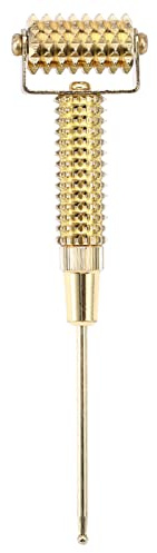 YUMILI Akupressur Gesichtsroller Metall, 2-in-1 Mit Akupunkturpunkte Detektorsonde, Ergonomisch Tragbar Für Körper Gesicht Ohra Massage Haushalt Krankenhaus(Gold)