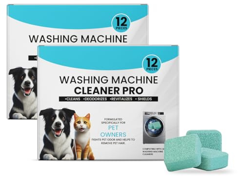 Pastilles Nettoyantes Machine à Laver 12 comprimés par boîte – Élimine Odeurs, Moisissures, Bactéries & Poils d’Animaux – Anti-Calcaire, Compatible Toutes Marques, Lave-Linge Frontaux & Top