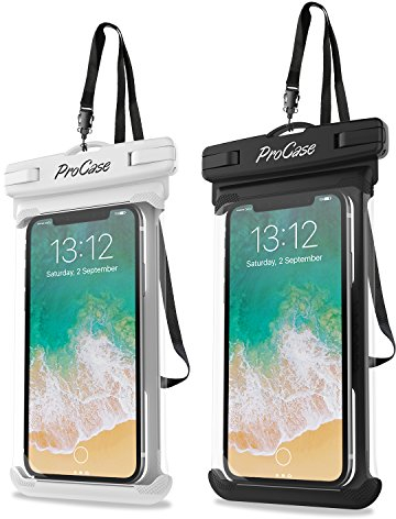 ProCase 2 Pochettes Étanches Smartphone Certifiée IPX8, pour Téléphone Jusqu'à 7 Pouces iPhone iPhone 16/15/14/13/12/11 Plus Pro Max, Xiaomi Redmi Note 13/13 Pro 12 A3, Galaxy A15 A35 A25 A54 A55