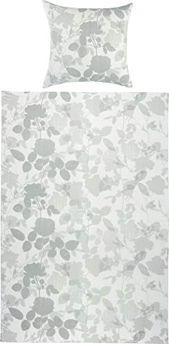 Erwin Müller Bettwäsche Edelflanell hellgrau-weiß Größe 1x 155x220 cm + 1x 80x80 cm