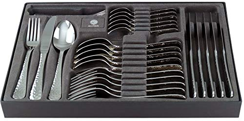 Solex Lena Besteckset 30 teilig für 6 Personen Hammerschlagoptik in Besteckbox