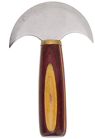 Cuchillo de cabeza redonda de cuero Manija de madera Delantera de acero Herramienta de corrección de Leathercraft DIY(S)