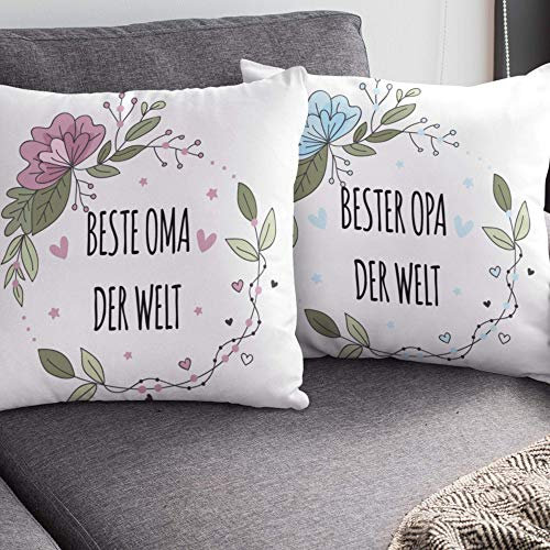2er Geschenk Set 2 Kissen Bester Opa Beste Oma Großeltern Geschenk-set Weihnachten Liebe Kissen 40x40cm