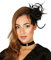 Horror-Shop Blumen Haarspange mit Rose und Federn in Schwarz als Kostümaccessoire für Halloween und Karneval