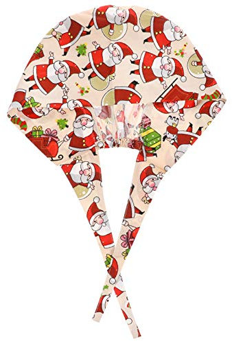 SOIMISS OP Kappe Weihnachten Bäcker Haube mit Knopf und Schweißtuch Damen Herren Kochmütze Chirurgische Kopfbedeckung Baumwolle Chirurgie Bandana Geschenke für Arzt Krankenschwester Zahnarzt