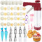 45PCS Cookies Press Gun Kit Set,DIY Cookie Maker With 16Cookie Discs,Icing Tips,Cleaning Brushes,EVA Piping Bags,Cookies Decorating Kit Baking Tool For Biscuit Making, Red, Large