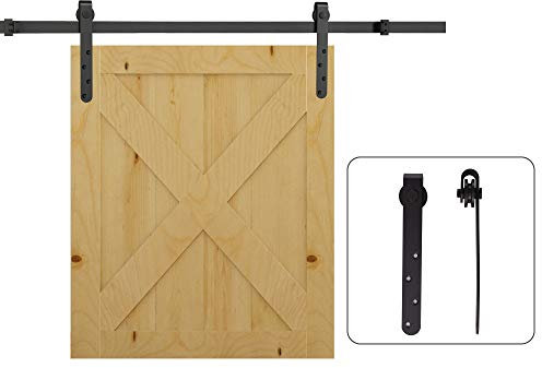 HOMCOM - Kit de puerta corredera con puerta de espesor 20-25 mm ancho máx. 0,9 m carga máx. 20 Kg acero negro