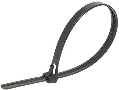 UKCable-Ties Releasable Cable Ties Black Reusable Nylon Plastic Ties (10, 300mm x 7.6mm)