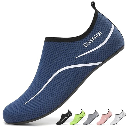 Sixspace Barefoot Water Shoes Men Women Lightweight Ladies Aqua Aerobics Shoes for Swim Running Surfing Driving Diving Kayaking Beach Yoga, Dark Blue, 12.5 UK
