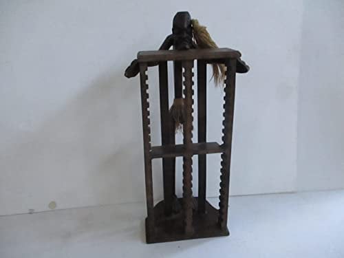 fantasie d oriente porta cd dvd legno etnico rustico aborigeno cm 42x30x85 h scultura