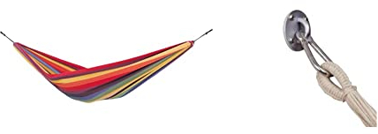 AMAZONAS Kinderhängematte Chico 220 x 120 cm bis max. 80 kg in Regenbogenfarben & Stabiler Wandhaken mit Karabiner für Hängematten Easy+ bis 200kg