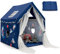 COSTWAY Kinderzelt, Spielhaus Kinder Indoor mit Matte & Vorhang, Spielzelt Kinderspielhaus für Jungen und Mädchen (Blau)