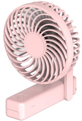 YiWeel Handheld Fan Portable, Usb Rechargeable Hand Held Fan Long Last 12h Working, Mini Hand Fan Silent, Small Desk Fan Folding, Battery Operated Fans, Electric Travel Fan with Phone Stand Pink (03)