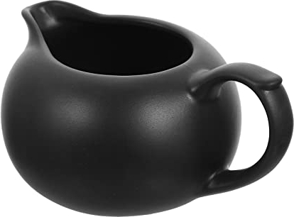 SHERCHPRY Milchkännchen Aus Keramik Ausgießer Für Kaffeesahne Kaffeemilchkännchen Sauciere Matt Schwarz Saucenschale Mit Griff Gerichte Mit Sojasauce Gewürzgericht Liebhaber Mini Muttermilch