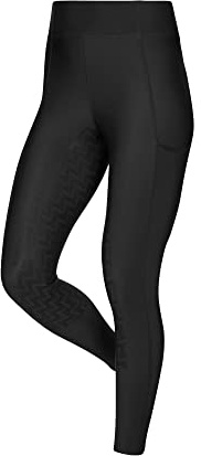 LeMieux Naomi Pull On Breeches with Full Seat Silicone Grip in Black - Supportive Elasticated High Waist - Lightweight Women's Horse Riding Pants - UK 14