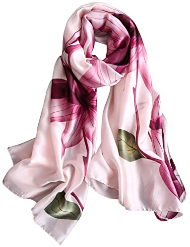 prinfantasy Seidenschal Damen Seidenschal Damen 100% Seide Farben XXL Blumen Seidentuch Stola für Abendkleid Hochzeit Seide Schal Halstuch M180054