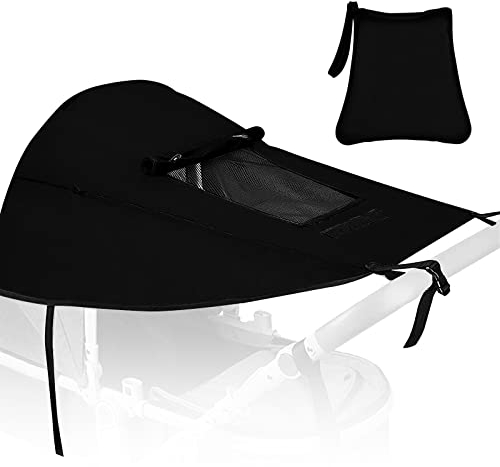 Parasol para Cochecito, Toldo Protector Solar Carro Bebe, Sombrilla Carrito Bebe con Ventana Ajustable y Alas Laterales, Protección UPF 50+ Impermeable para Capazo, Moisés (Negro)