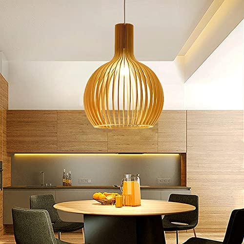 Retro Bambus Holz Hängeleuchten E27 Nordischen Stil Industrial Pendellampe Kronleuchter Vintage Höhenverstellbar Esstisch Lampe Hängelampe Wohnzimmer Schlafzimmer Esszimmer Cafe Bar Pendelleuchte