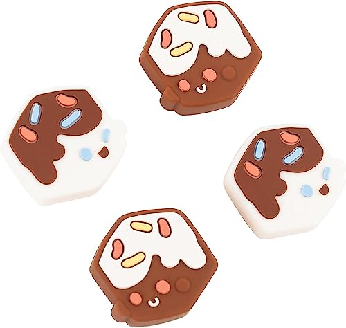 GeekShare 4 süße Joycon-Daumengriffkappen in Kawaii-Dessertform, weiche Silikon-Joystick-Abdeckung, kompatibel mit Nintendo Switch/OLED Switch Lite – Schokolade und Creme