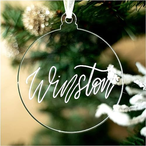 UNIQOOO 2023 Transparente, runde Acryl-Weihnachtsdekoration, DIY, Bulk-Blanko-Glühbirne, Weihnachtskugel, Baumschmuck, Strumpf-Namensschild, Urlaubsanhänger, Momento, 18 Stück, 4 mm extra dick