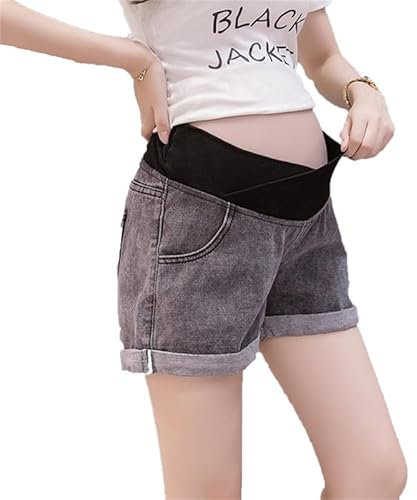 oneforus Été Short en Jean de maternité Femmes Enceintes Taille élastique Casual Grossesse Abdominal Taille Plus Short en Jean