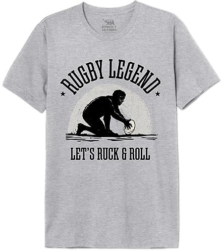 Republic of California « Rugby Legend » MEREPCZTS131 T-Shirt Homme, Gris Melange, Taille 3XL