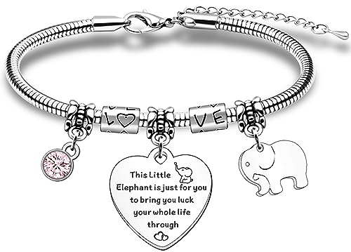 FMCC Elephant Bracelet Gifts for Girl Birthday Christmas Good Luck Gifts for Women Exam