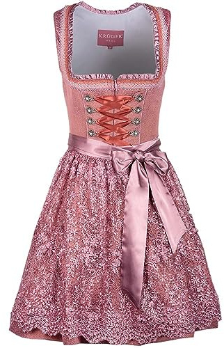 Krüger Dirndl Seline Beere | Jacquard-Dirndl mit Spitzenschürze | Damen