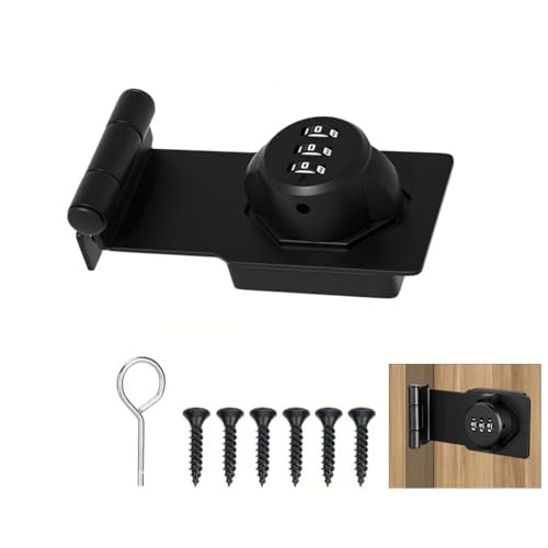 Cabinet Password Locks, 90 Degree Barn Door Lock,Cabinet Door Combination Lock Suitable for Bi Fold and Cabinets,Locker,Bathrooms,Gardens,Mailboxes,Shed Door(Black)