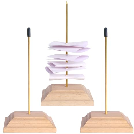 Srvnpioy Paquete de 3 Soporte de Madera para Notas de Papel, Tenedor de Factura Billetes, Pincho para Tickets Notas, Soporte para Recibos Púas para Restaurante, Cocina, Oficina, Hotel